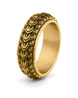 Gold dragon scale spinner fidget ring for men
