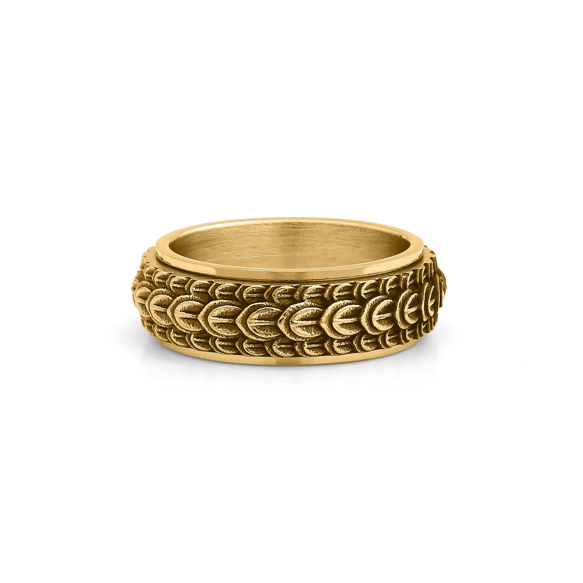 8mm gold dragon scale ring close up detail