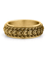 Gold dragon scale spinner ring shown at an angle