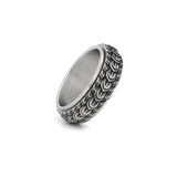 dragon scale texture spinner ring silver rotating band