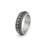 silver dragon scale spinner ring 8mm stainless steel fidget ring