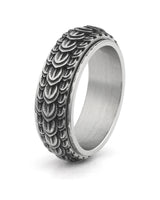 Silver dragon scale spinner fidget ring for men