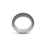 silver dragon scale spinner ring 8mm stainless steel fidget ring