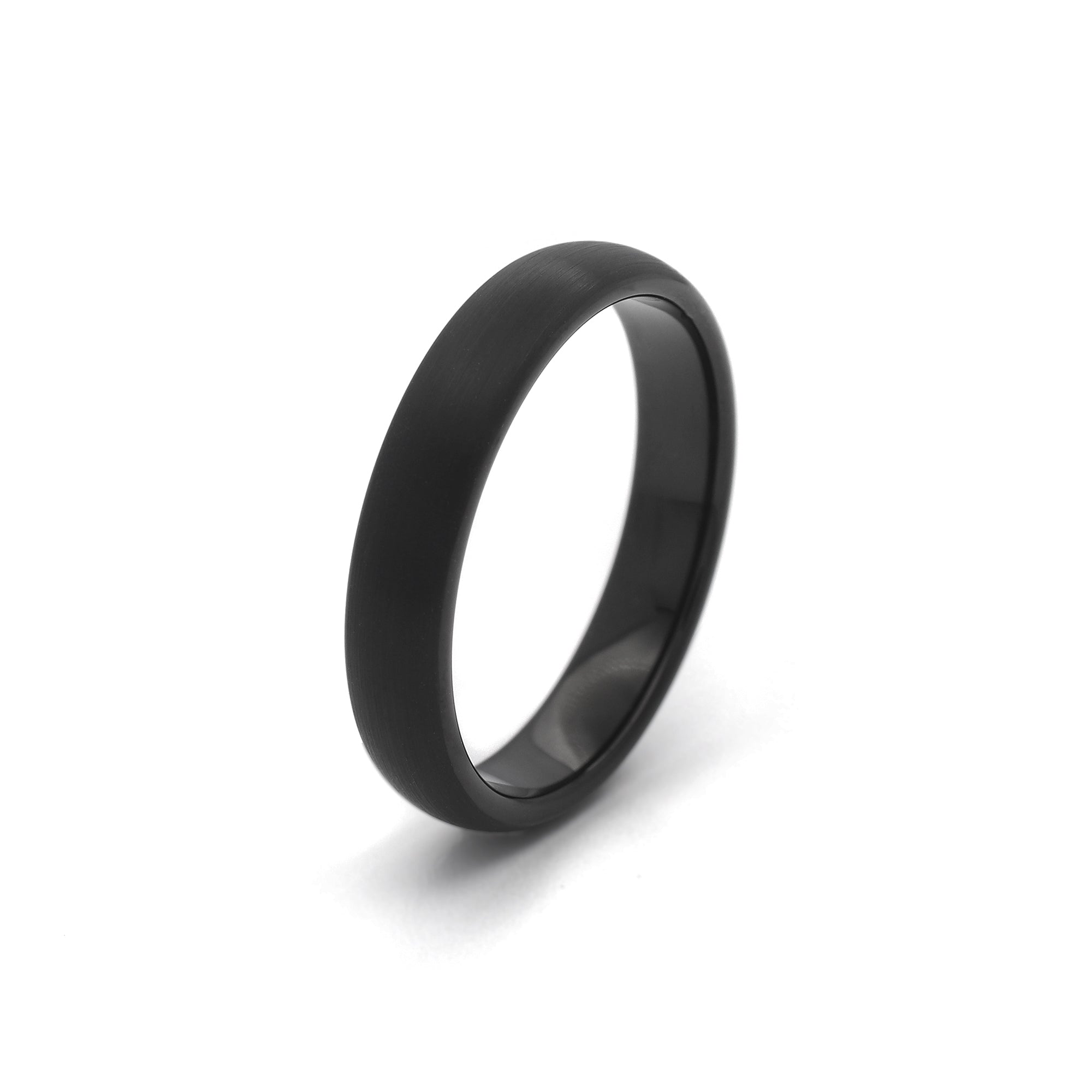 Mens 4mm Black Brushed Tungsten Wedding Ring