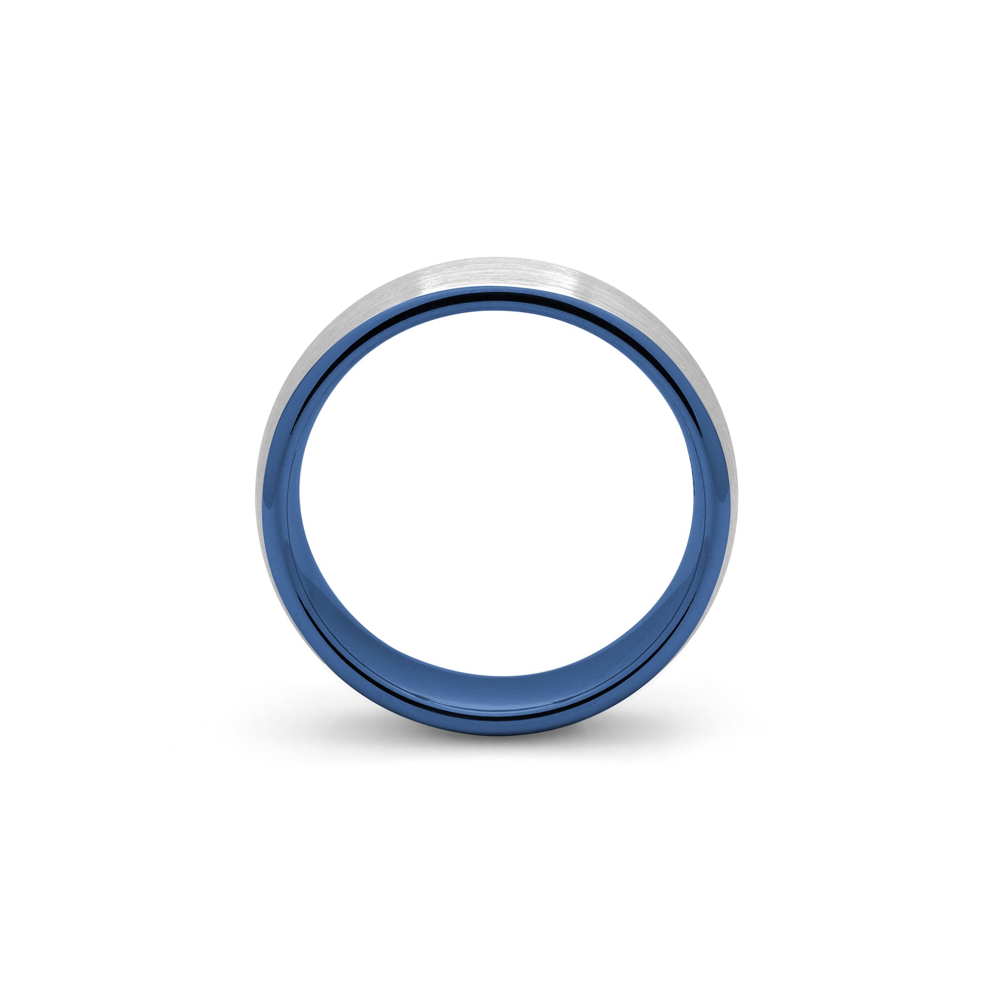 blue and silver tungsten wedding band