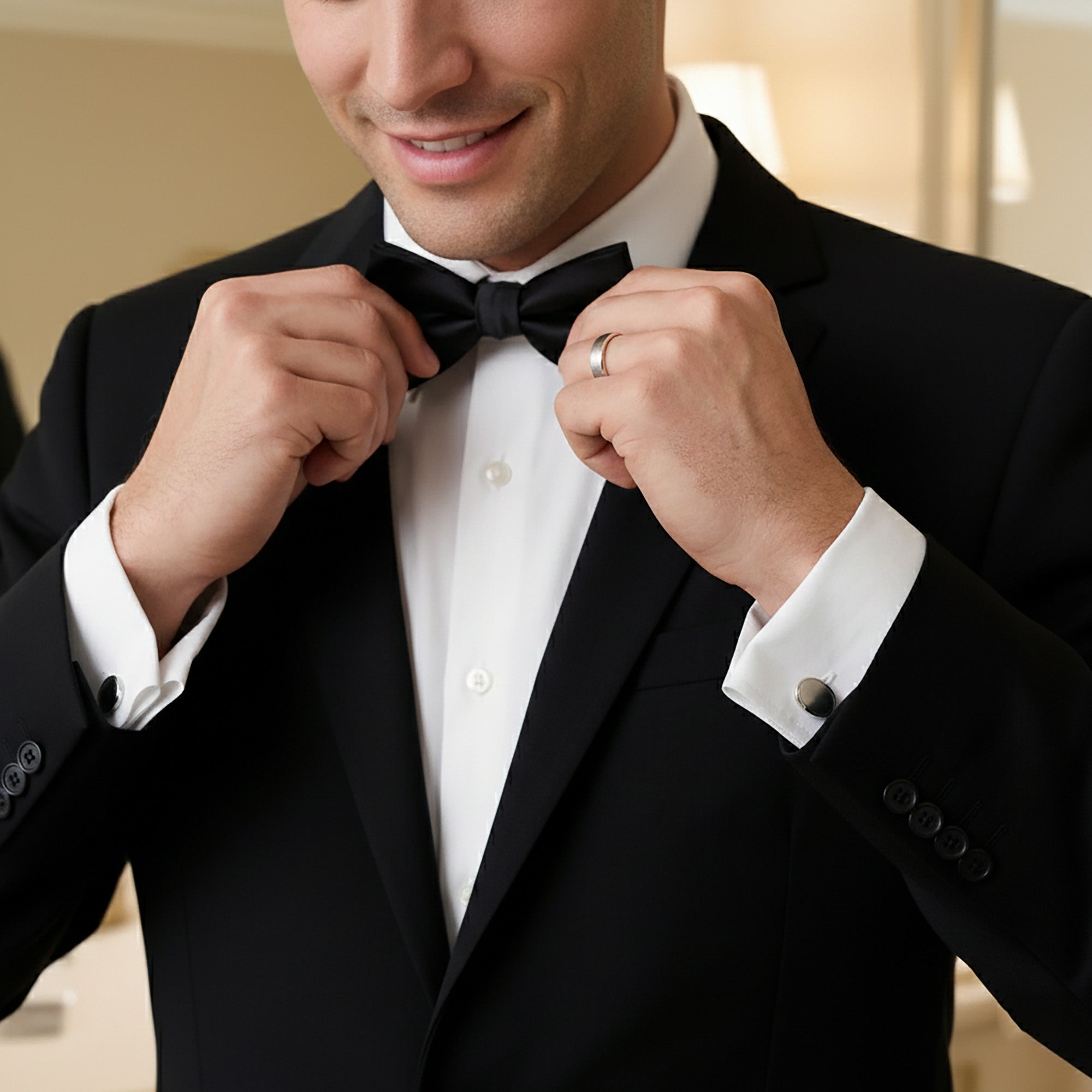 silver and rose gold ring