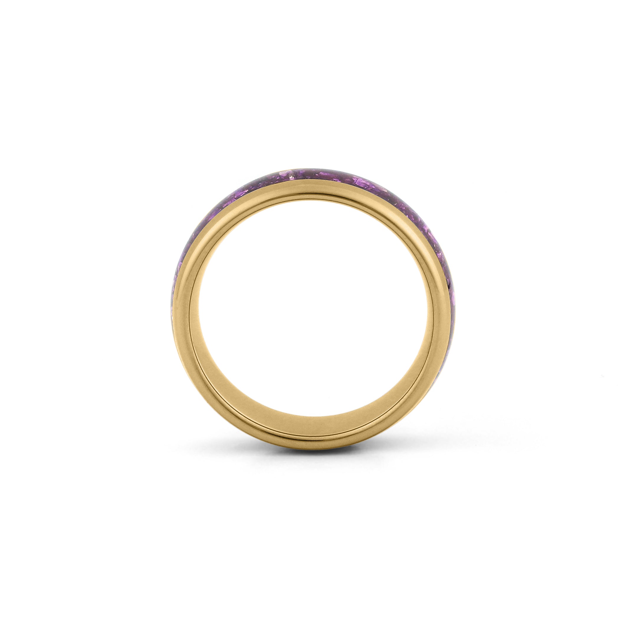 gold tungsten amethyst wedding band