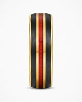 8mm Gold & Black Tungsten Wedding Ring with Red Carbon Fiber Inlay