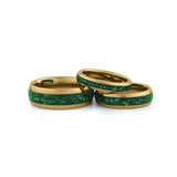 green inlay couples rings gold
