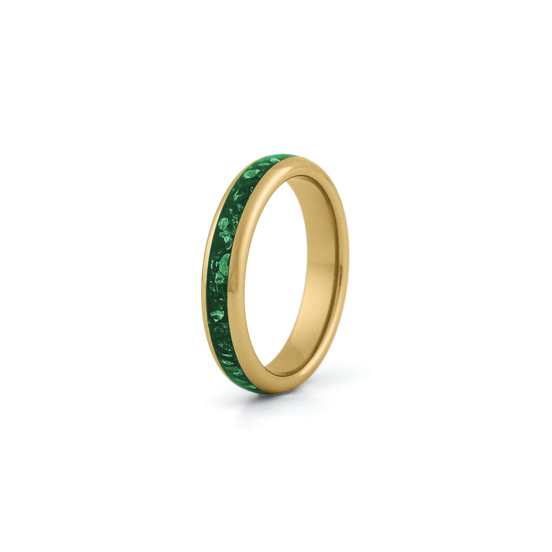 4mm gold emerald tungsten wedding ring

