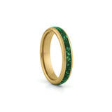 green inlay gold tungsten band