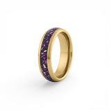 6mm gold amethyst wedding band with polished gold finish