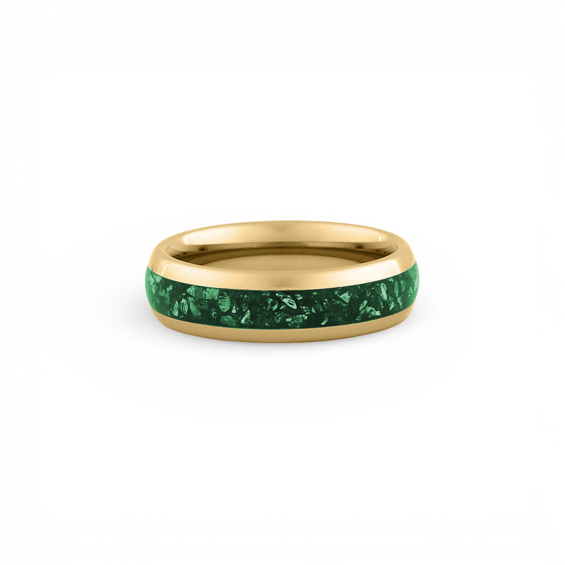 green inlay gold tungsten band