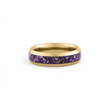 6mm gold amethyst wedding band with polished gold finish