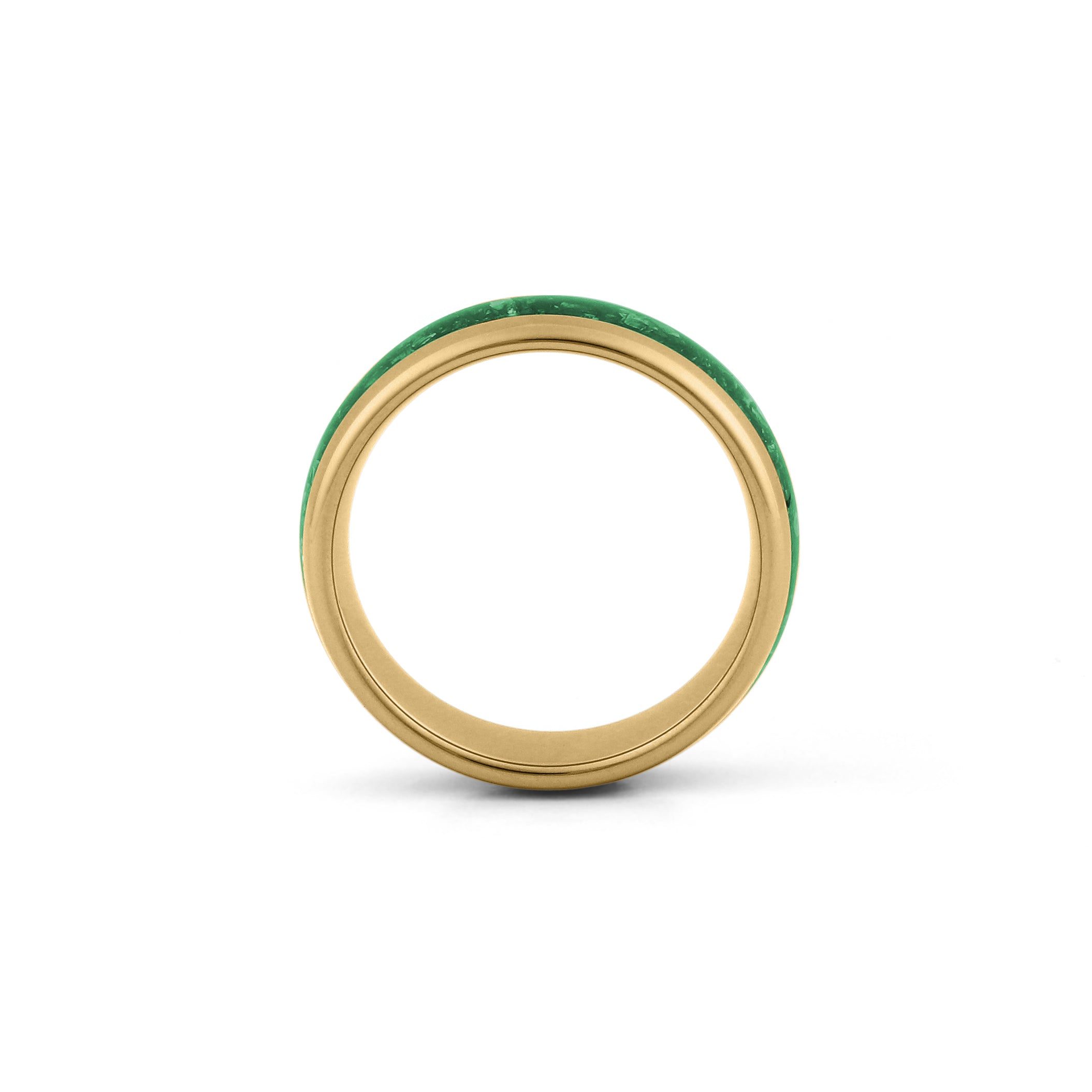 wide gold emerald wedding band