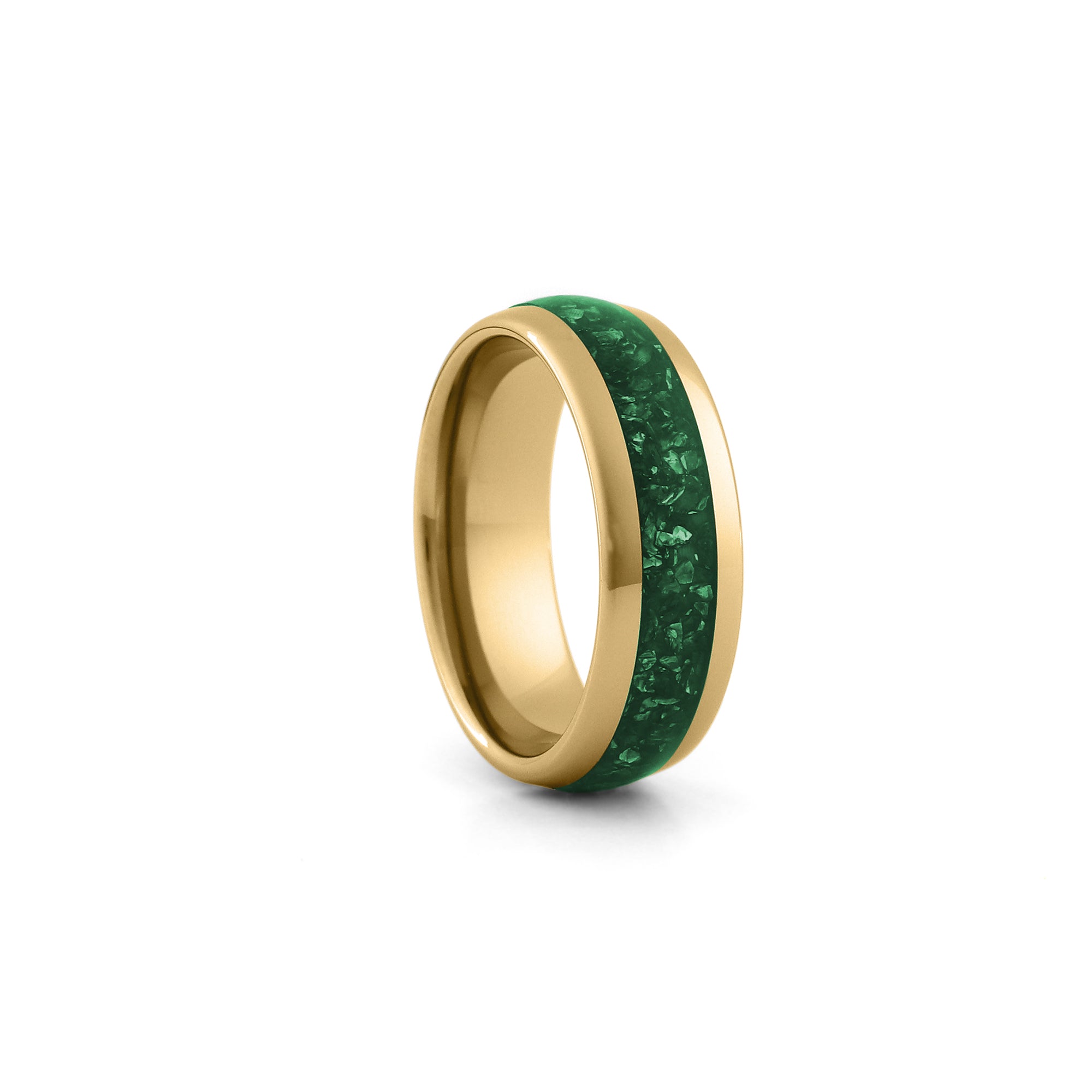 mens gold emerald ring 8mm