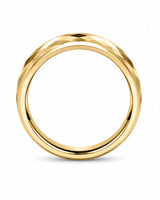 Front view of gold 4mm faceted tungsten wedding band