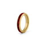 Gold ruby couples ring set matching tungsten wedding bands with red gemstone inlay