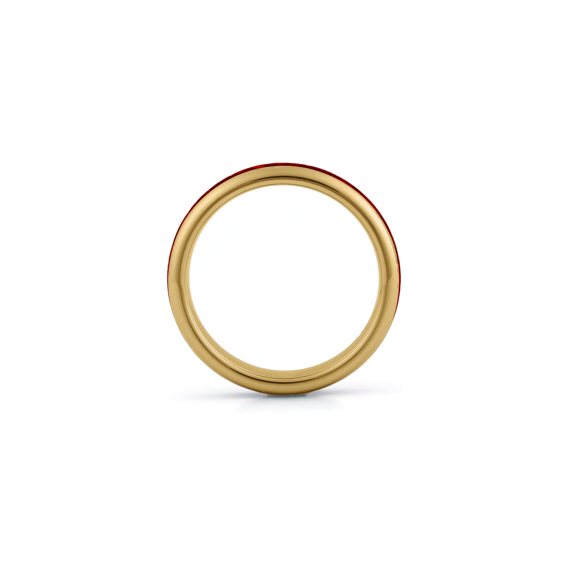 4mm gold tungsten ruby ring slim red gemstone wedding band