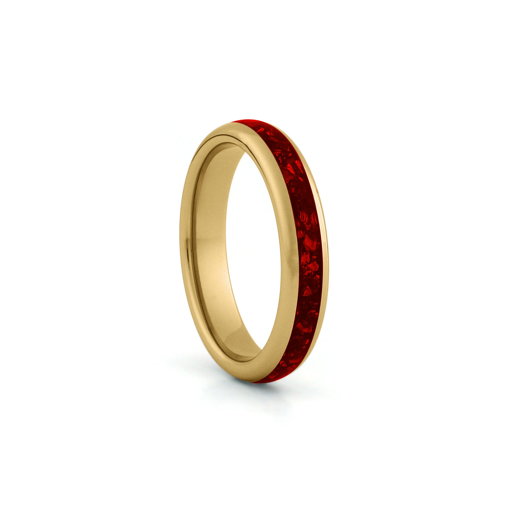 4mm gold tungsten ruby ring slim red gemstone wedding band