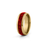 8mm gold tungsten ruby ring wide red gemstone wedding band