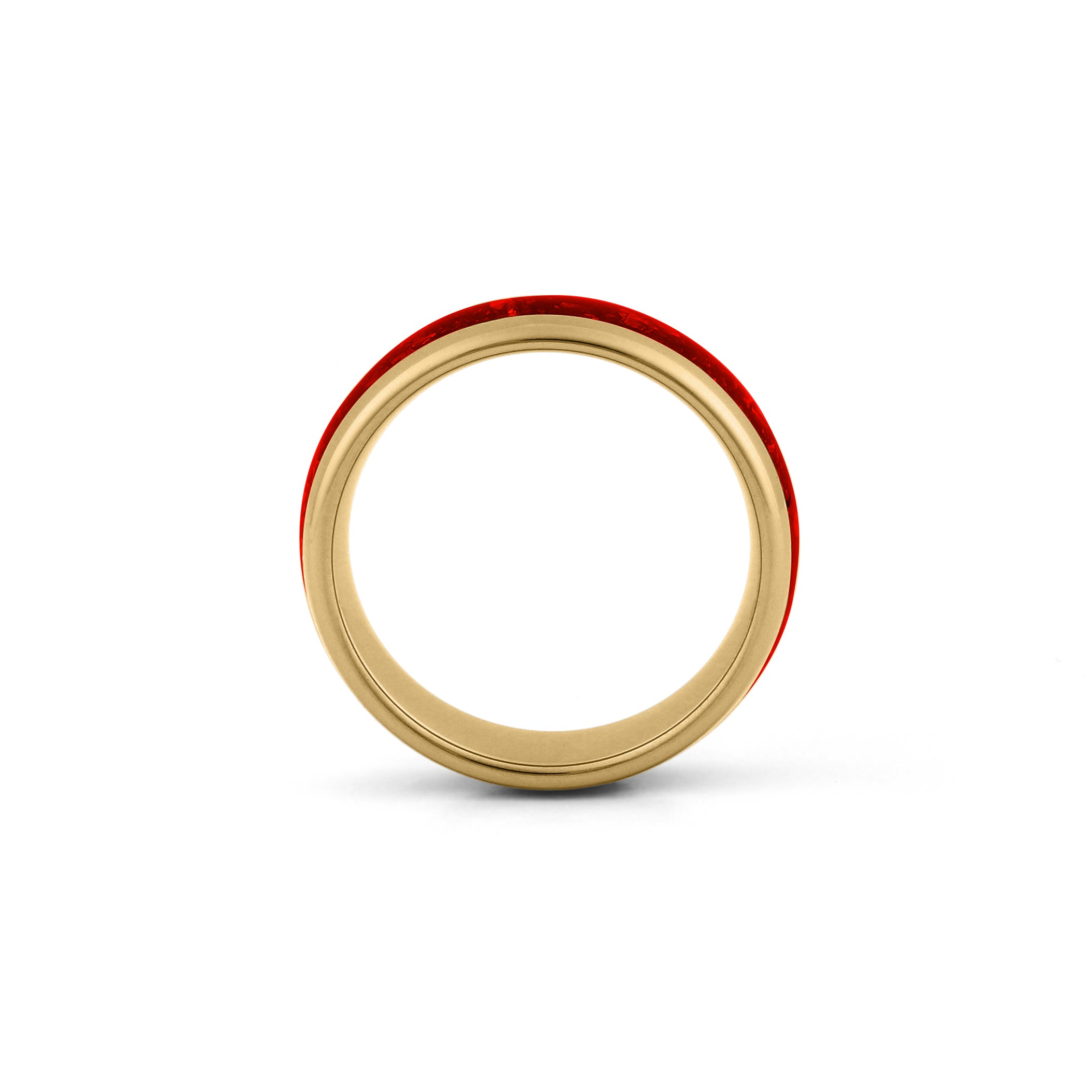 8mm gold tungsten ruby ring wide red gemstone wedding band