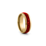 8mm gold tungsten ruby ring wide red gemstone wedding band