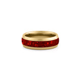 8mm gold tungsten ruby ring wide red gemstone wedding band