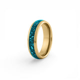 His and hers gold tungsten turquoise rings, elegant matching wedding band set