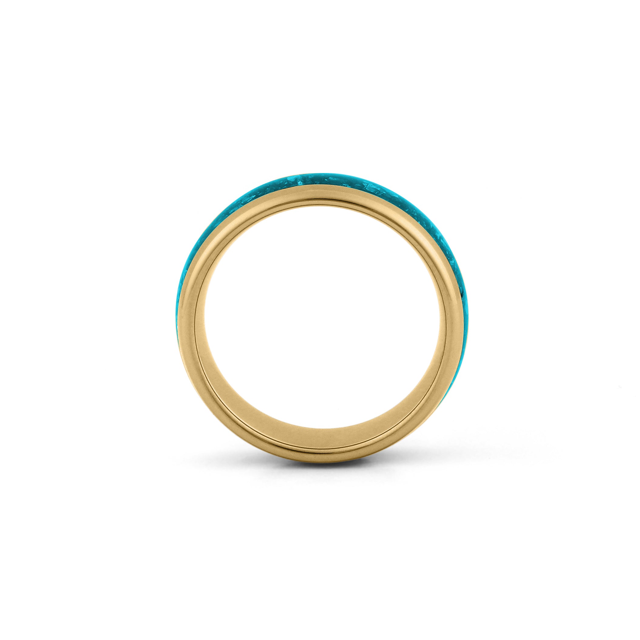 wide turquoise inlay ring gold tungsten