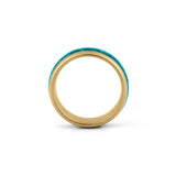 wide turquoise inlay ring gold tungsten