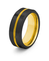 Black and gold Groove wedding ring for men