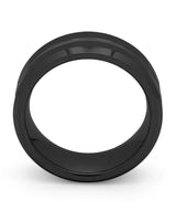 Side view of black Groove wedding ring
