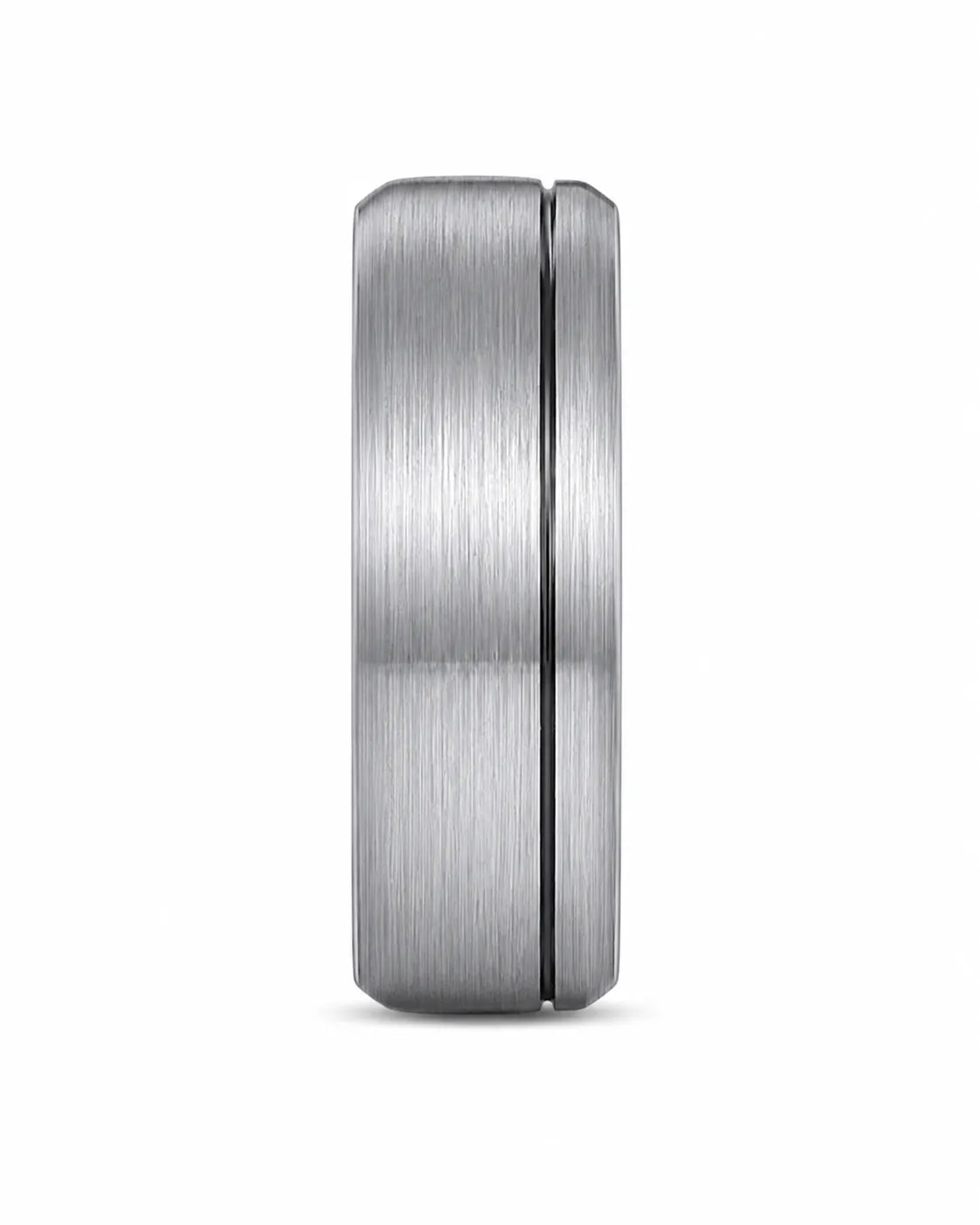 8mm Offset Line Domed Brushed Tungsten Wedding Ring