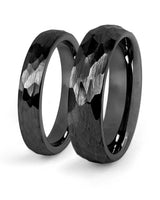 Black hammered couples wedding ring set in matching widths