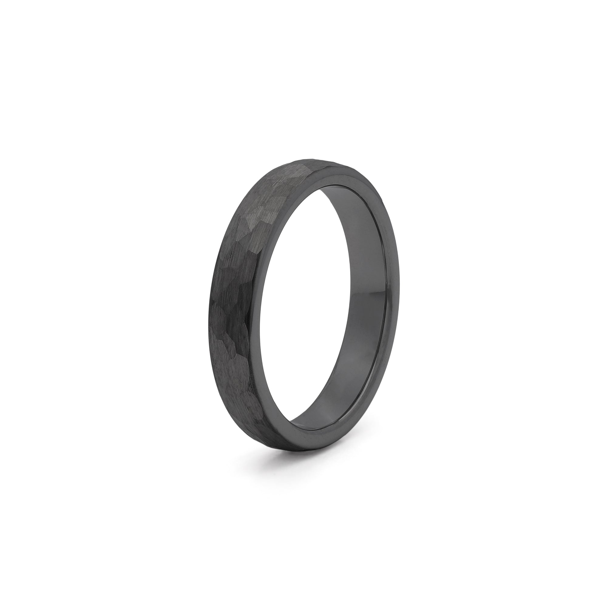 hammered tungsten ring black 4mm wedding band