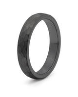 Black hammered tungsten wedding ring, 4mm band