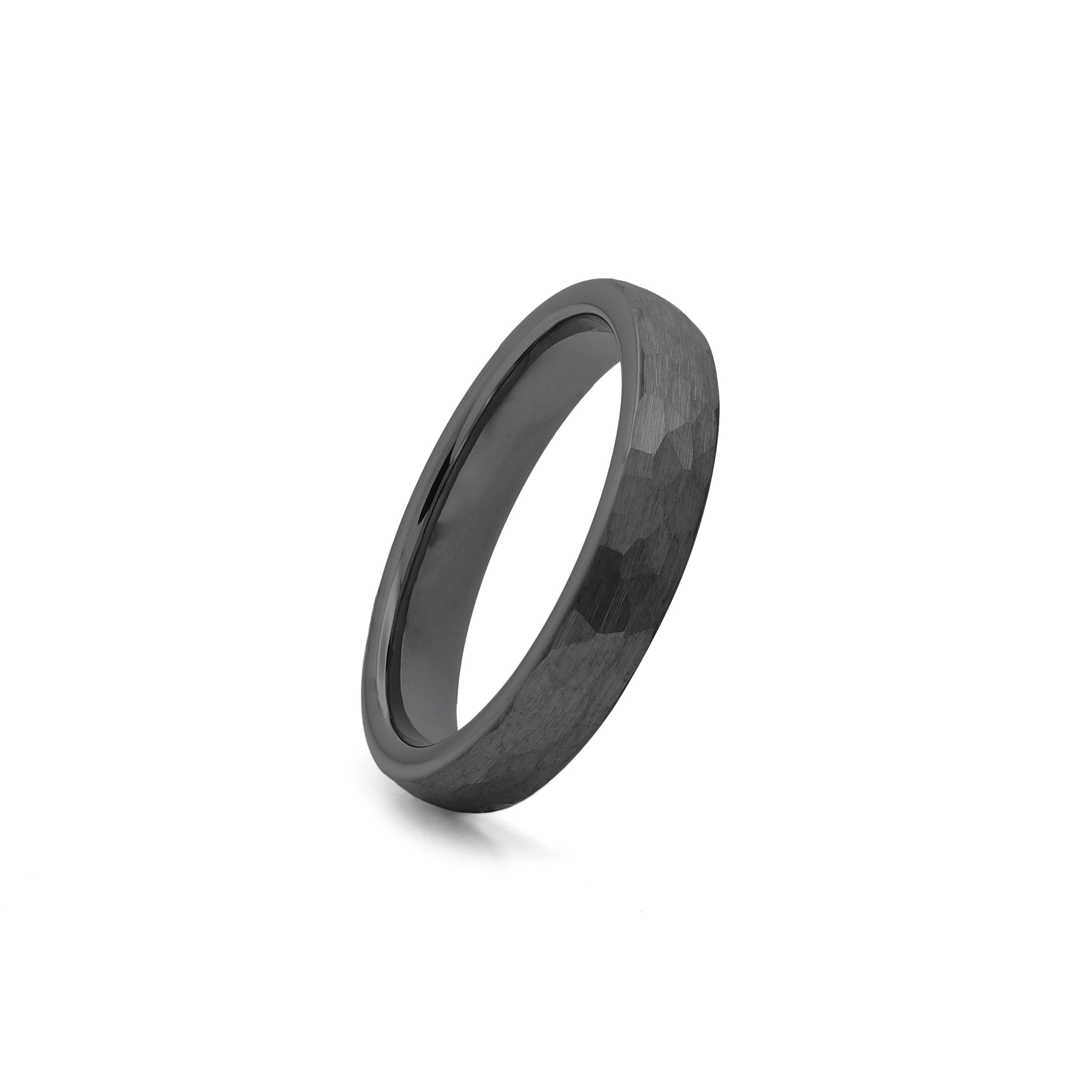 hammered tungsten ring black 4mm wedding band