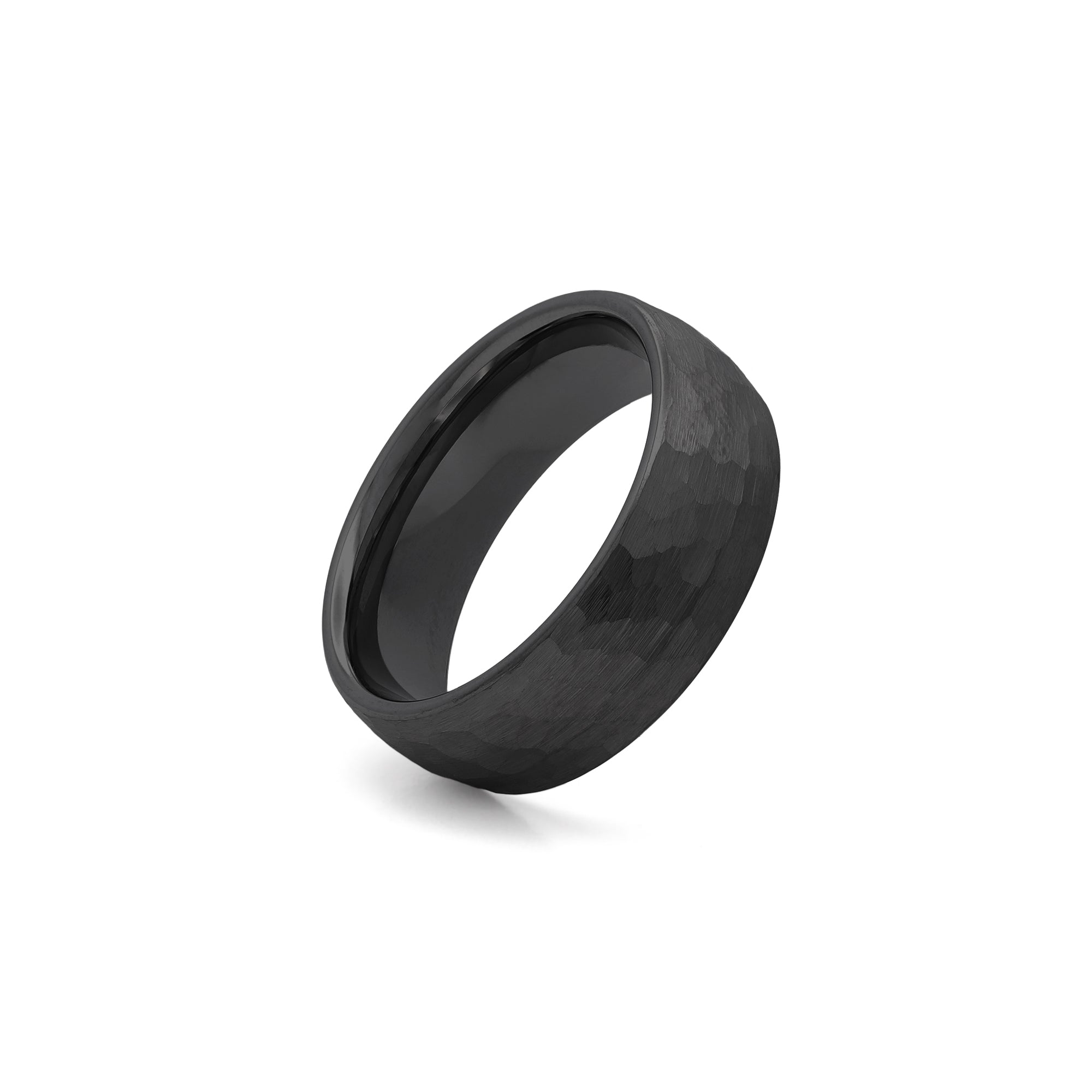 Hammered Tungsten Ring -  8mm Black Wedding Band