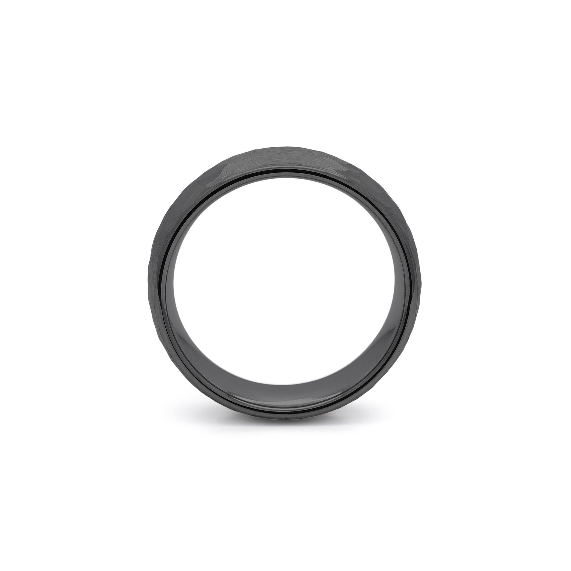 Hammered Tungsten Ring -  8mm Black Wedding Band