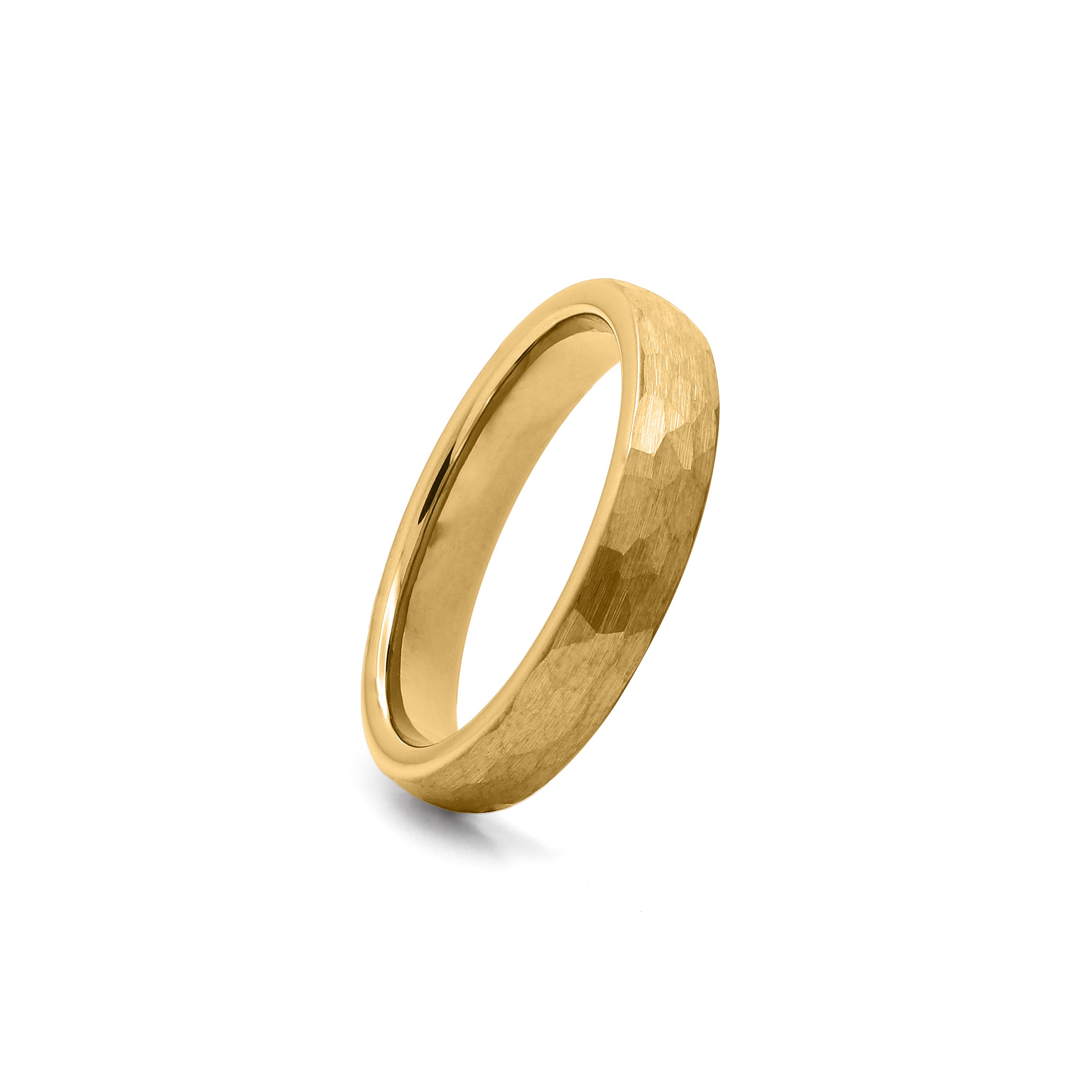 tungsten carbide hammered ring gold comfort fit band