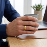 mens hammered tungsten ring textured finish gold