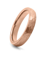 tungsten carbide hammered ring rose gold comfort fit band