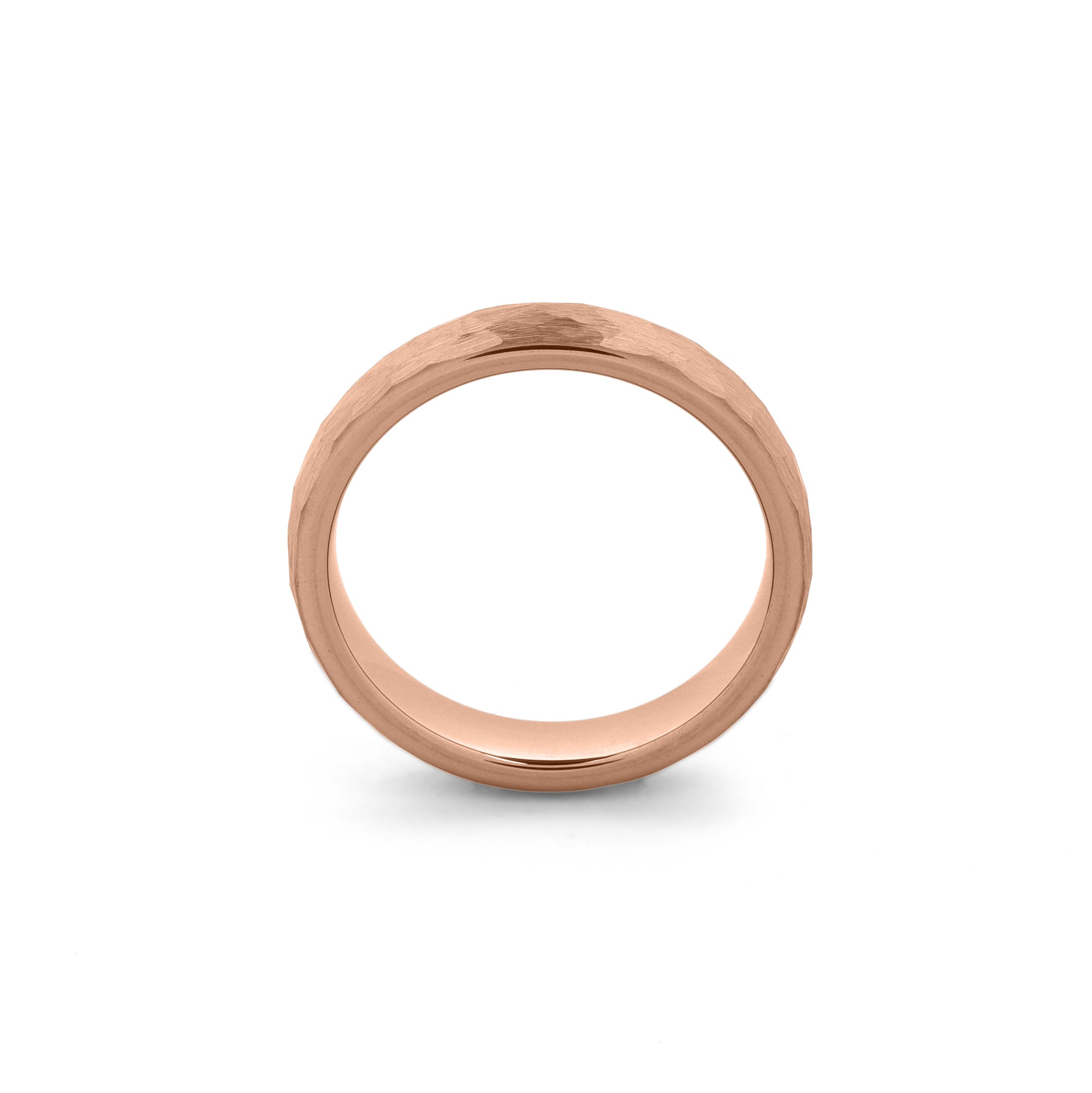 tungsten carbide hammered ring rose gold comfort fit band