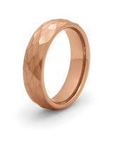 Rose gold hammered tungsten men's wedding ring, 6mm band