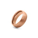 mens hammered tungsten ring textured finish rose gold