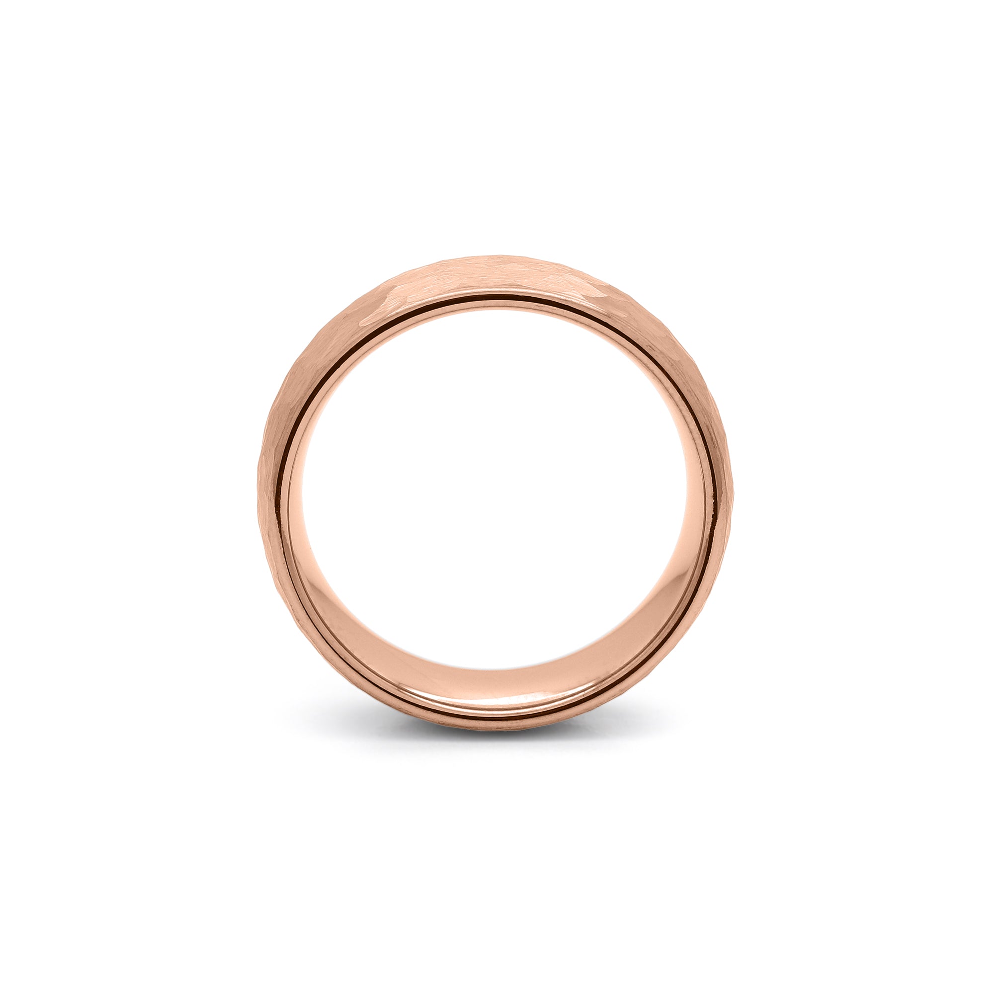 mens hammered tungsten ring textured finish rose gold