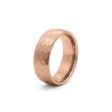mens hammered tungsten ring textured finish rose gold