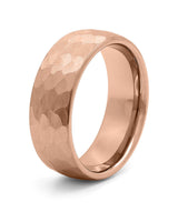 Rose gold hammered tungsten men's wedding ring, 8mm band