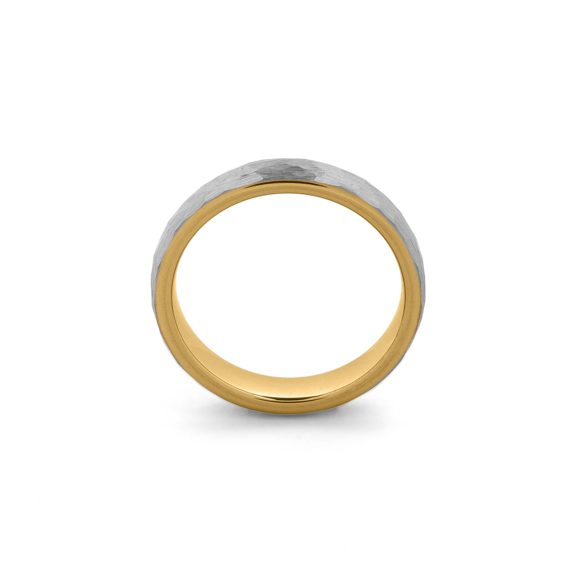 hammered tungsten ring silver and gold 6mm wedding band